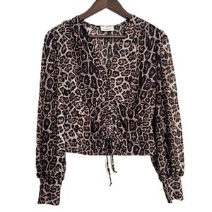 Ember Sexy Cheetah Print Long Sleeve Women's Blouse (Size M)